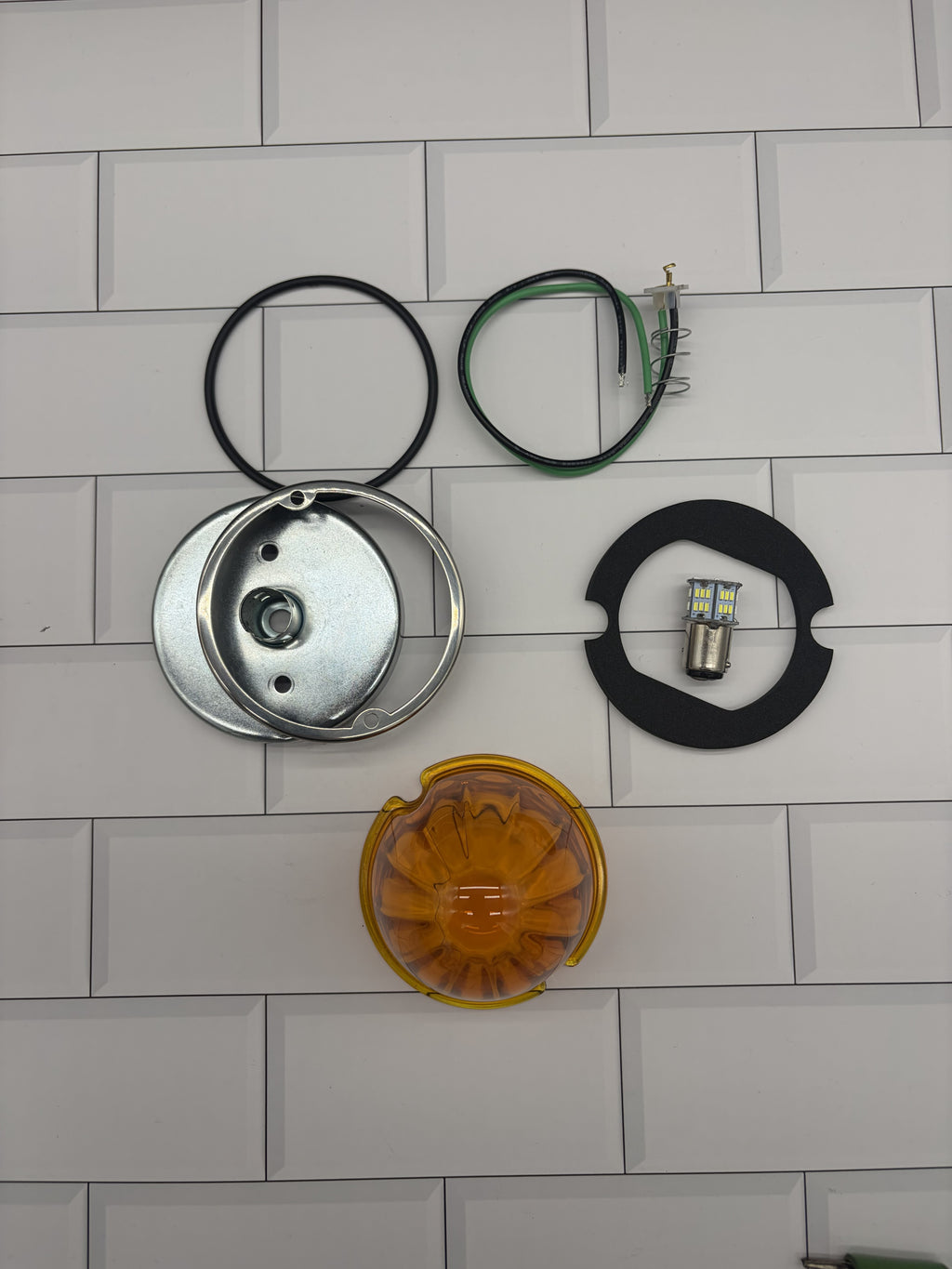 Watermelon Amber Glass Lens Flush Mount 1157 Bulb Kit